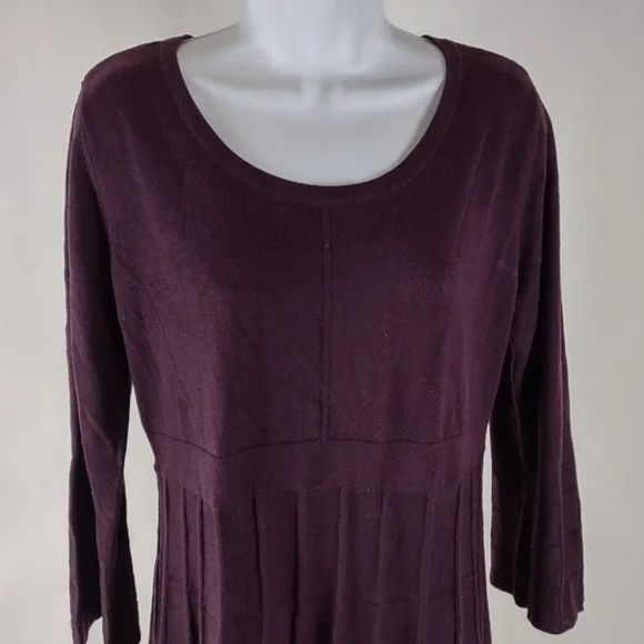 Calvin Klein Deep Plum Sweater Dress with Bell Sleeves. - Picture 4 of 9